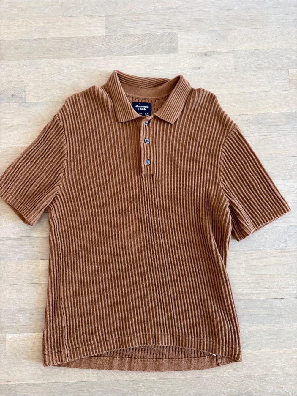Abercrombie & Fitch Men's Ribbed Polo Shirt - Brown